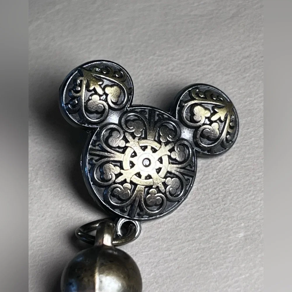 Disney Parks Black and Gold Mickey Icon Head with Tassel Dangle 2017 Disney Pin